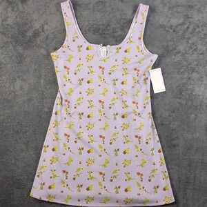 Stitch & Pine Lavender Floral Ribbed Keyhole Mini Tank Dress XL